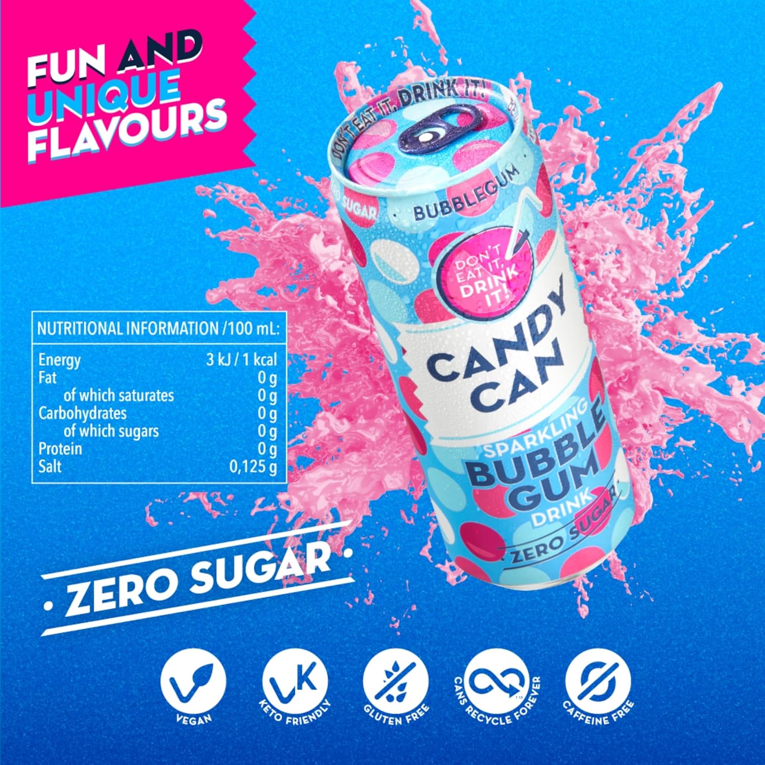 Candy Can Bubblegum Zero Sugar 330ml