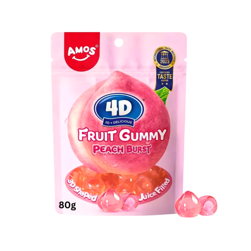 Amos 4D Gummy Peach Burst 80g