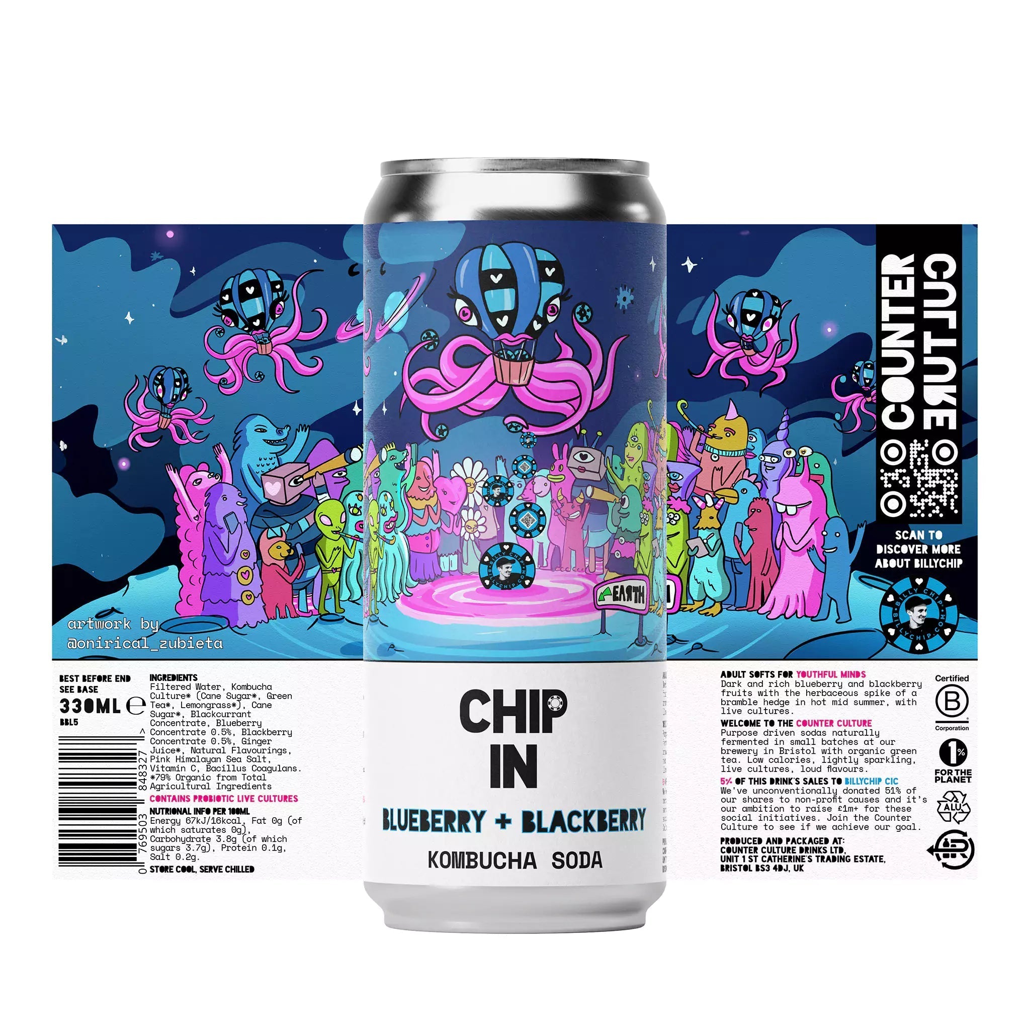 Counter Culture - Blueberry + Blackberry Kombucha Soda