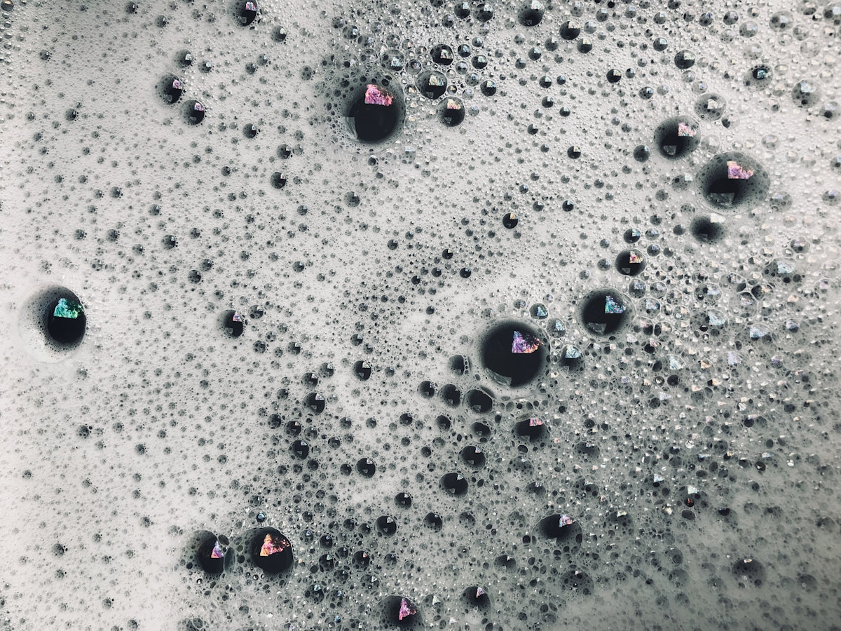 white bubbles and foam