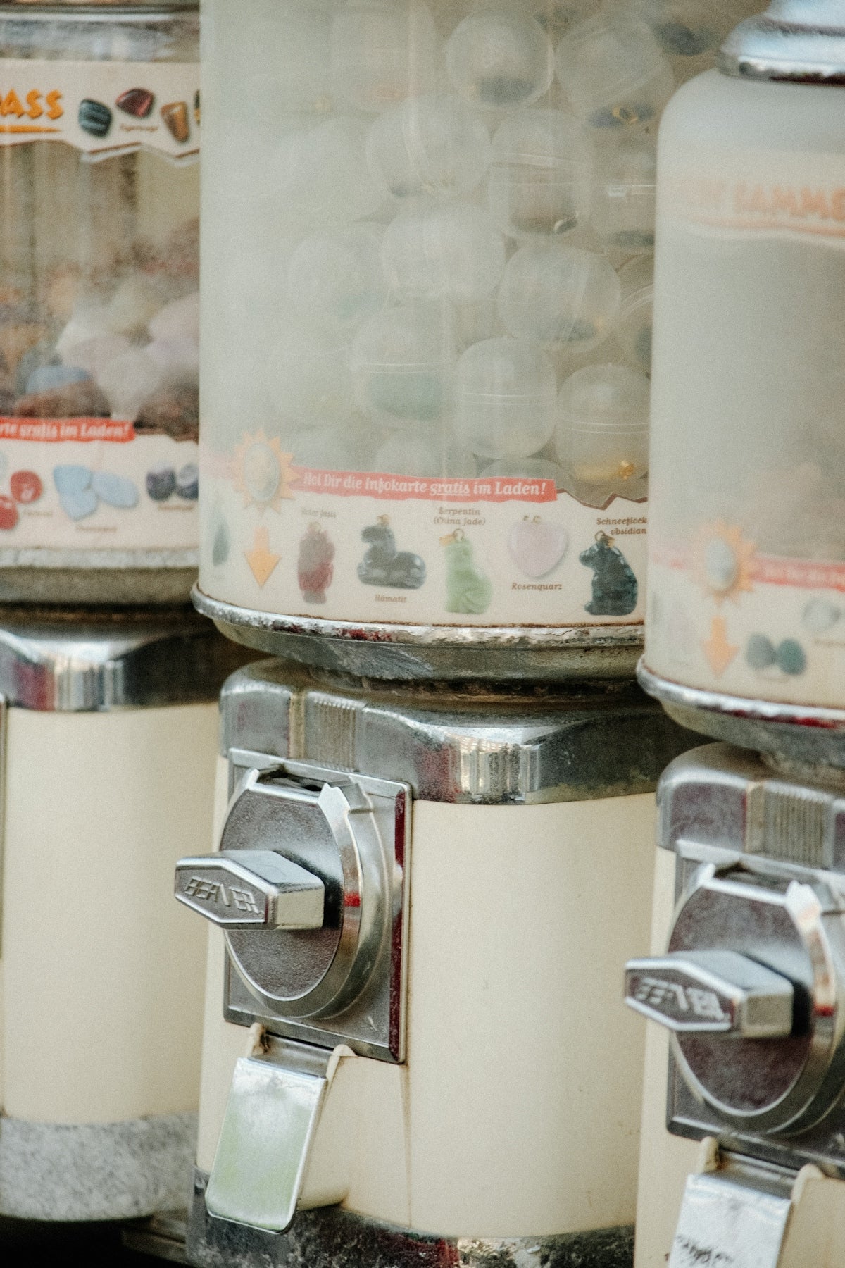 A row of water dispensers sitting next to each other