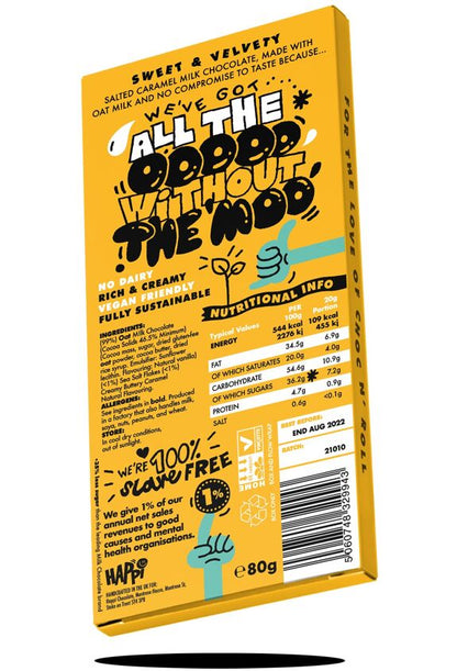 Salted Caramel Happi Vegan Oat M!lk Chocolate Bar - 80g