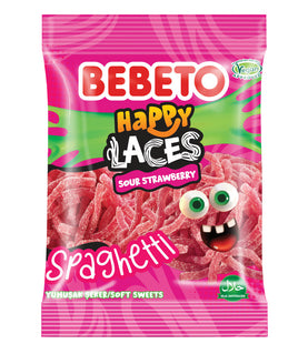 Bebeto Sour Strawberry Spaghetti Happy Laces 70g