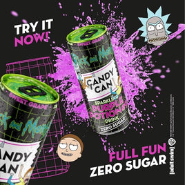 Candy Can, Rick and Morty, Purple Potion, Grape Flavoured Fizzy Drink, Nostalgic American Soda Flavours, Sugar Free, Sparkling Pop Can