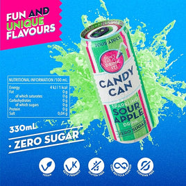 Candy Can, Sour Apple, Fizzy Drink, Nostalgic American Soda Flavours, Sugar Free, Sparkling Pop Cans