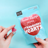 Fizzy Vegan Strawberry Hearts (Plastic-Free) 130g Share Bag