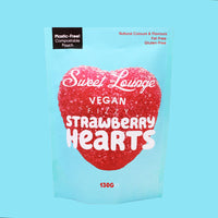 Fizzy Vegan Strawberry Hearts (Plastic-Free) 130g Share Bag