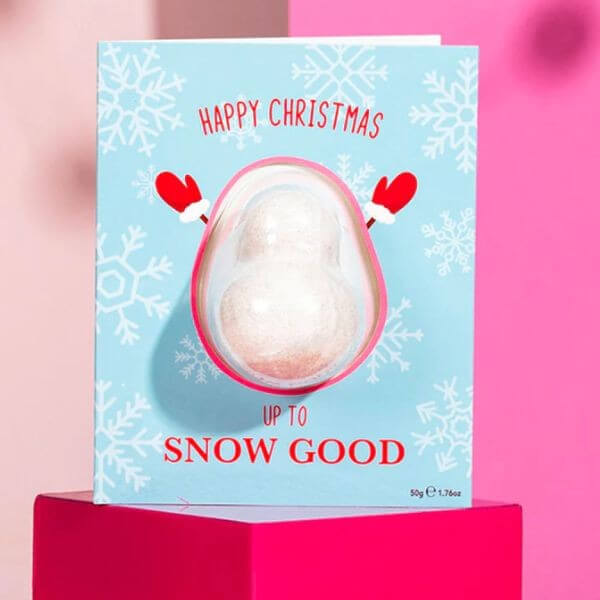 Vanilla Chai Tea Snowman Bath Bomb Christmas Card