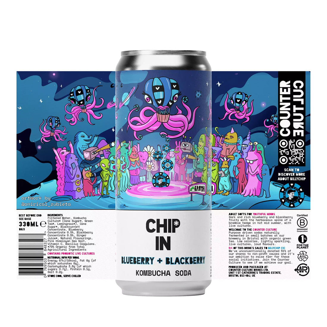 Counter Culture - Blueberry + Blackberry Kombucha Soda