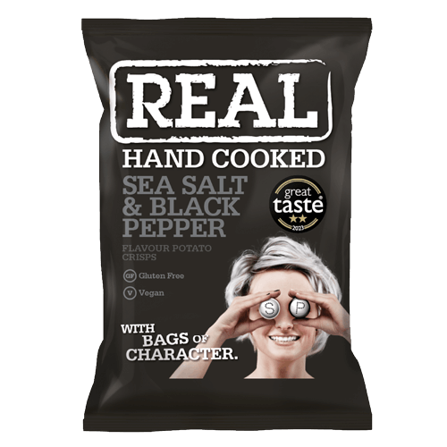 Real Hand Cooked Sea Salt &amp; Black Pepper Crisps 35g