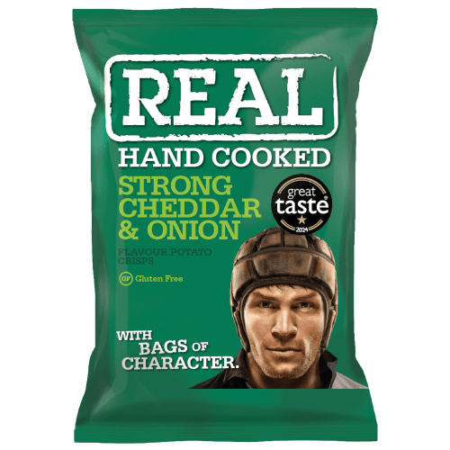 Real Hand Cooked Strong Cheddar &amp; Onion Crisps 35g