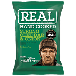 Real Hand Cooked Strong Cheddar & Onion Crisps 35g