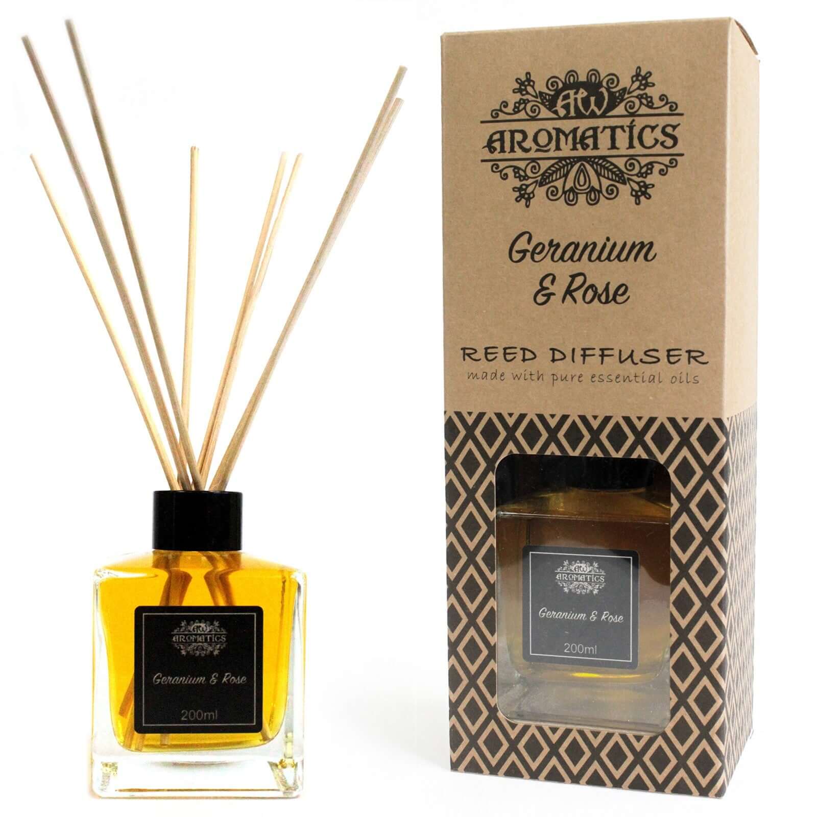 200ml Geranium &amp; Rose Essential Oil Reed Diffuser